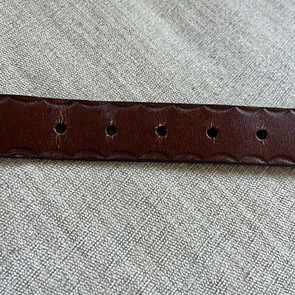 Brown Leather Belt with Faux Turquoise Buckle. Size: M. - Picture 6 of 7